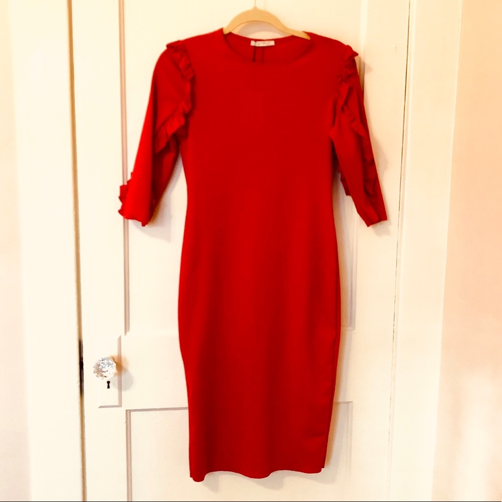 Zara Trafaluc Red Tube Dress Size Medium.